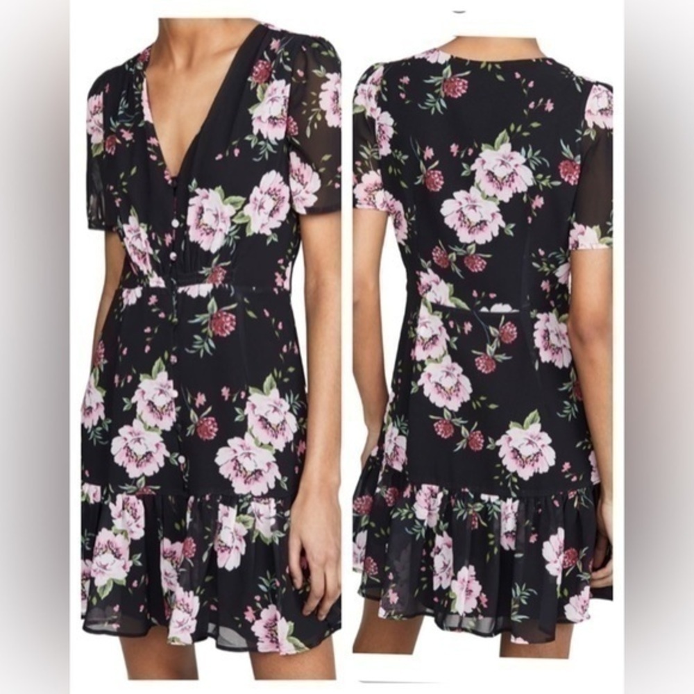 Yumi Kim Garland Black Floral Mini Dress Small
